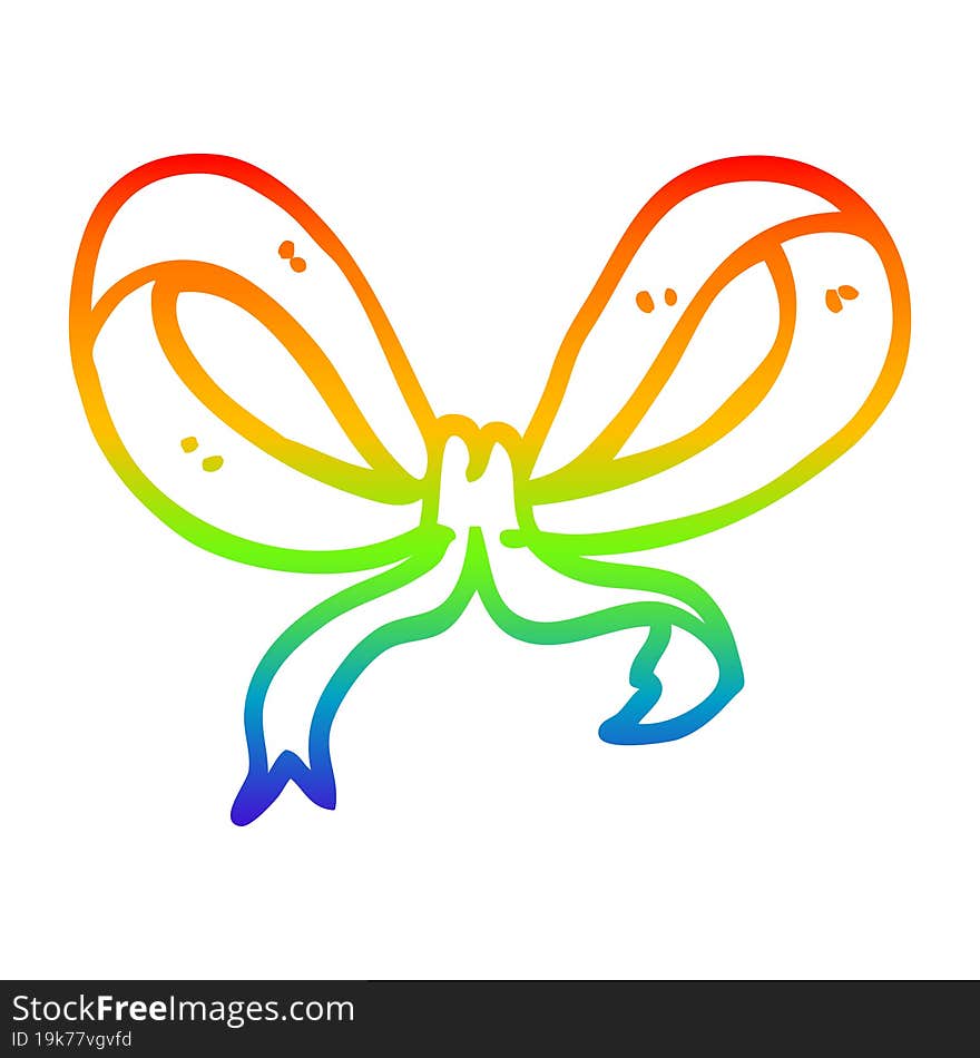 Rainbow Gradient Line Drawing Cartoon Red Bow