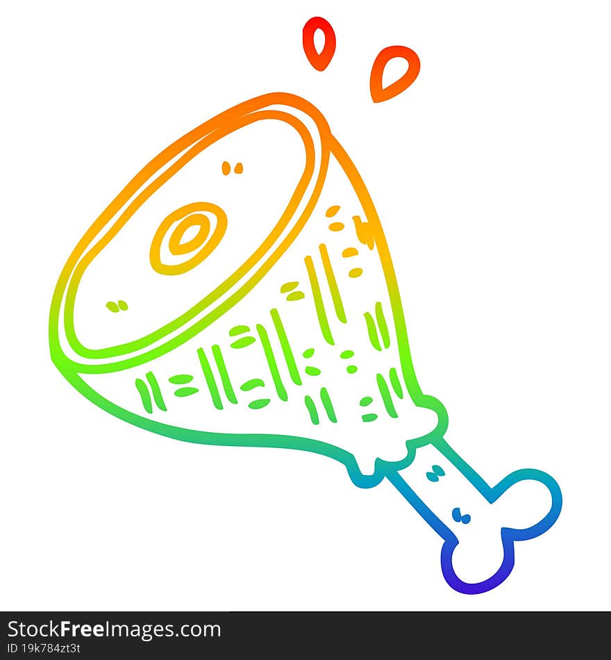 rainbow gradient line drawing cartoon cooked meat