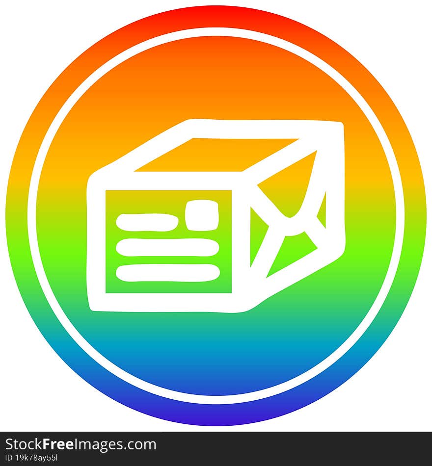 wrapped parcel circular in rainbow spectrum