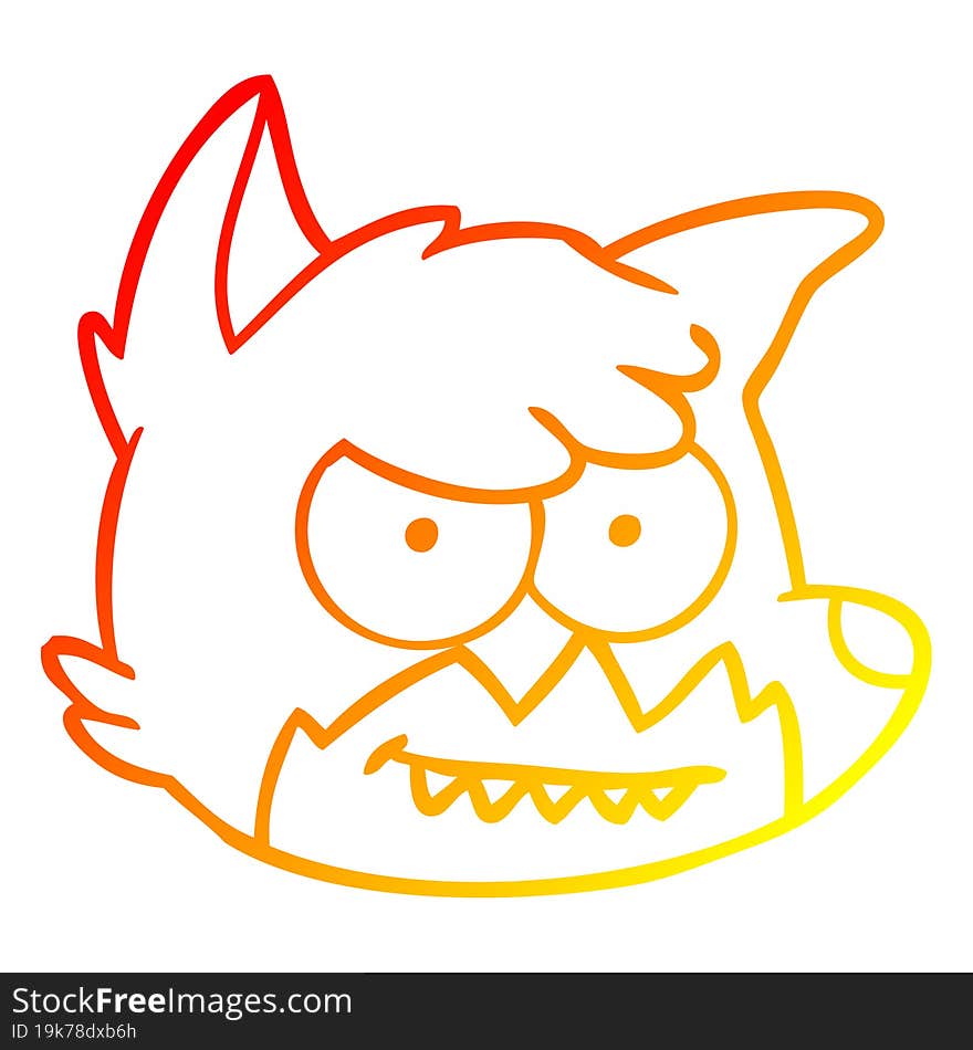 warm gradient line drawing cartoon fox face