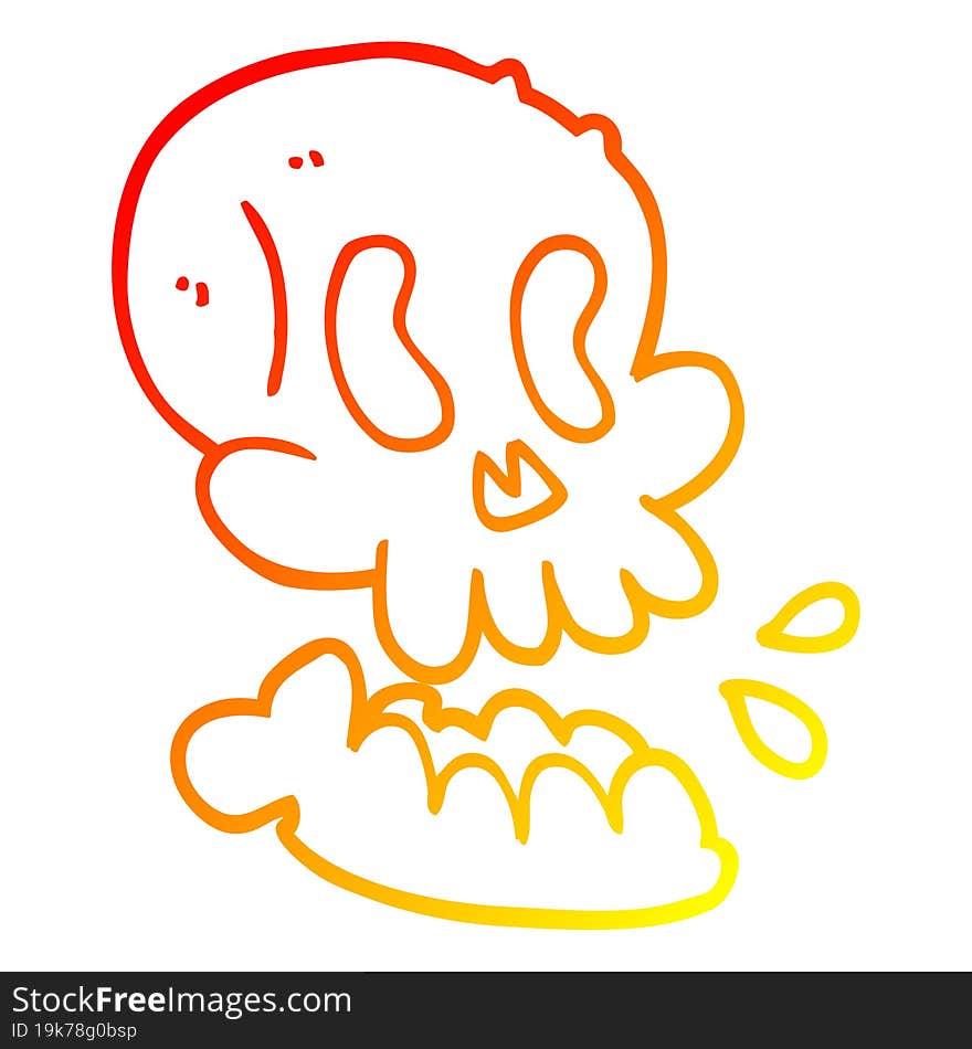 warm gradient line drawing cartoon skull