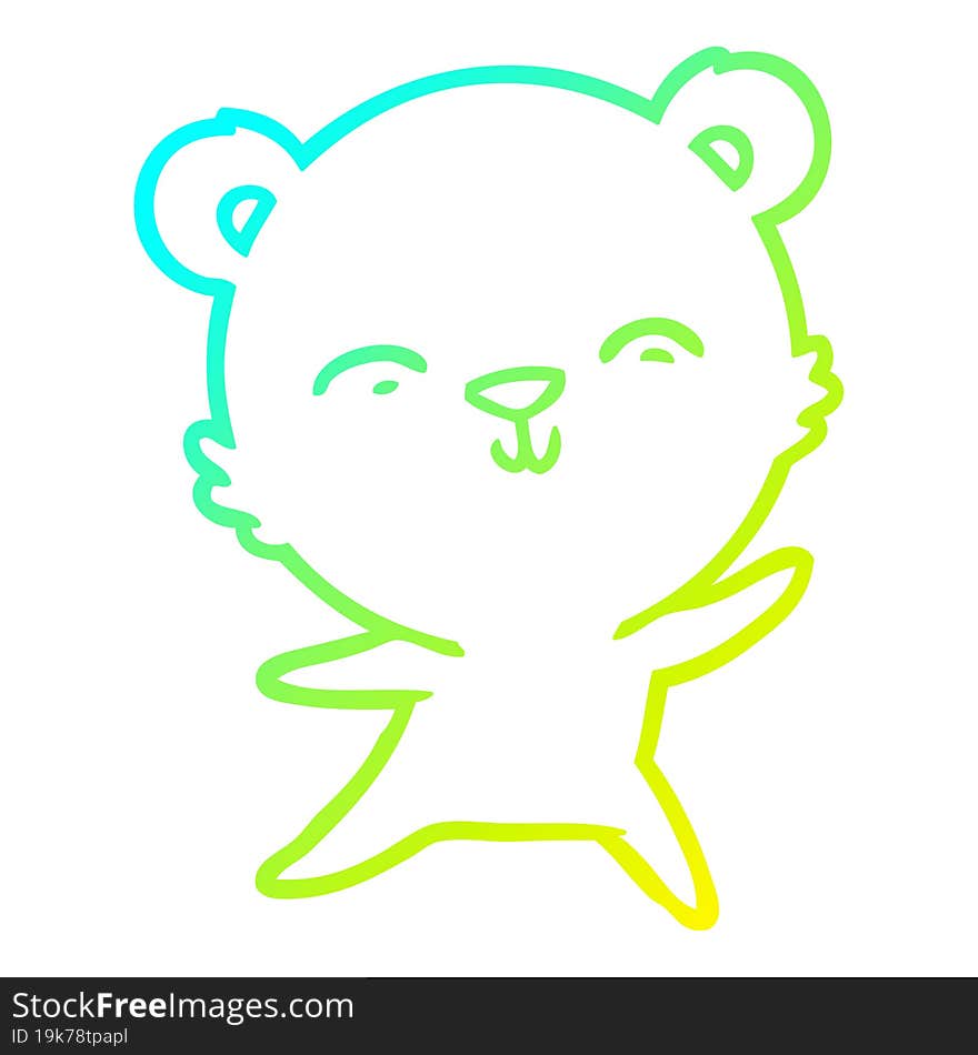 cold gradient line drawing happy cartoon polar bear dancing