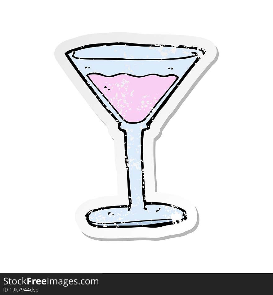 retro distressed sticker of a cartoon cocktail