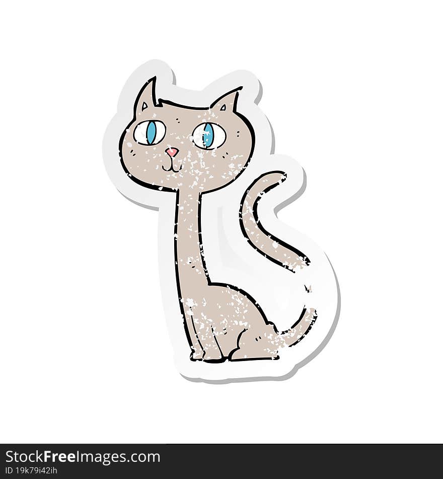 retro distressed sticker of a cartoon cat