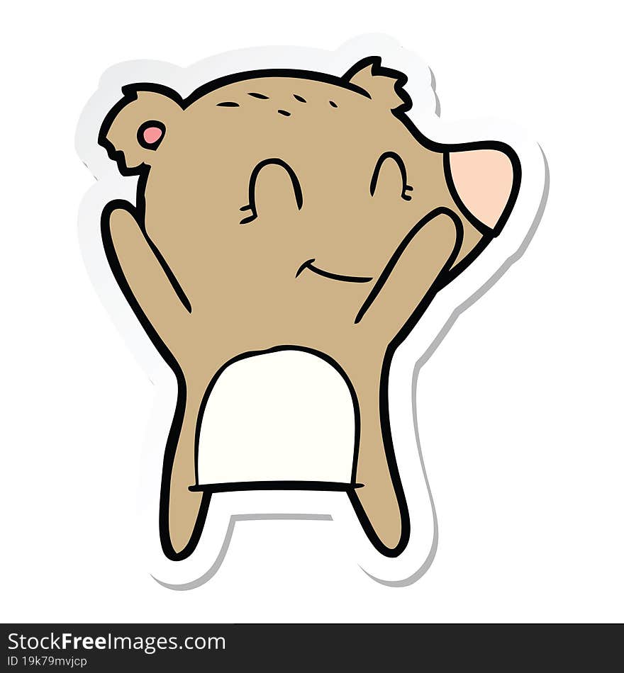 sticker of a smiling bear cartoon