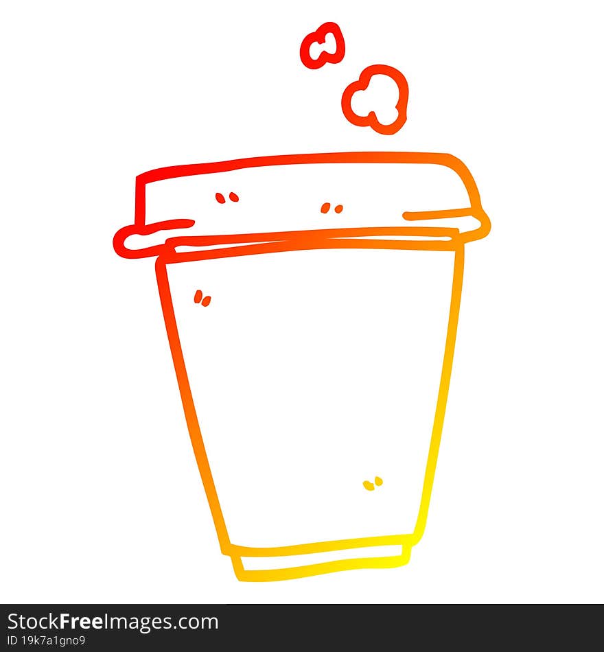 warm gradient line drawing cartoon coffee cup