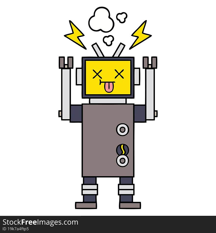 cute cartoon of a malfunctioning robot