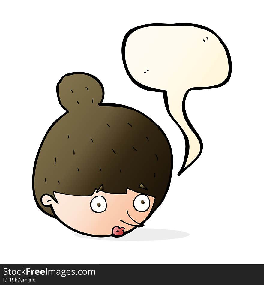 cartoon surprised woman s face with speech bubble