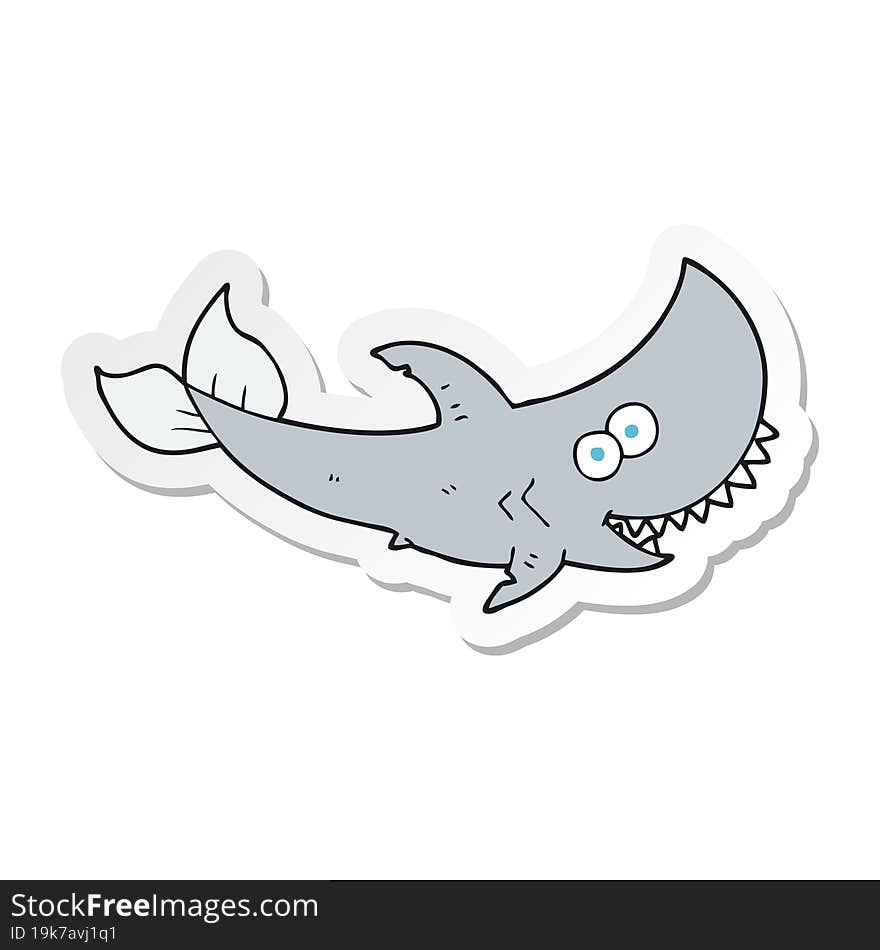 Sticker Of A Cartoon Shark