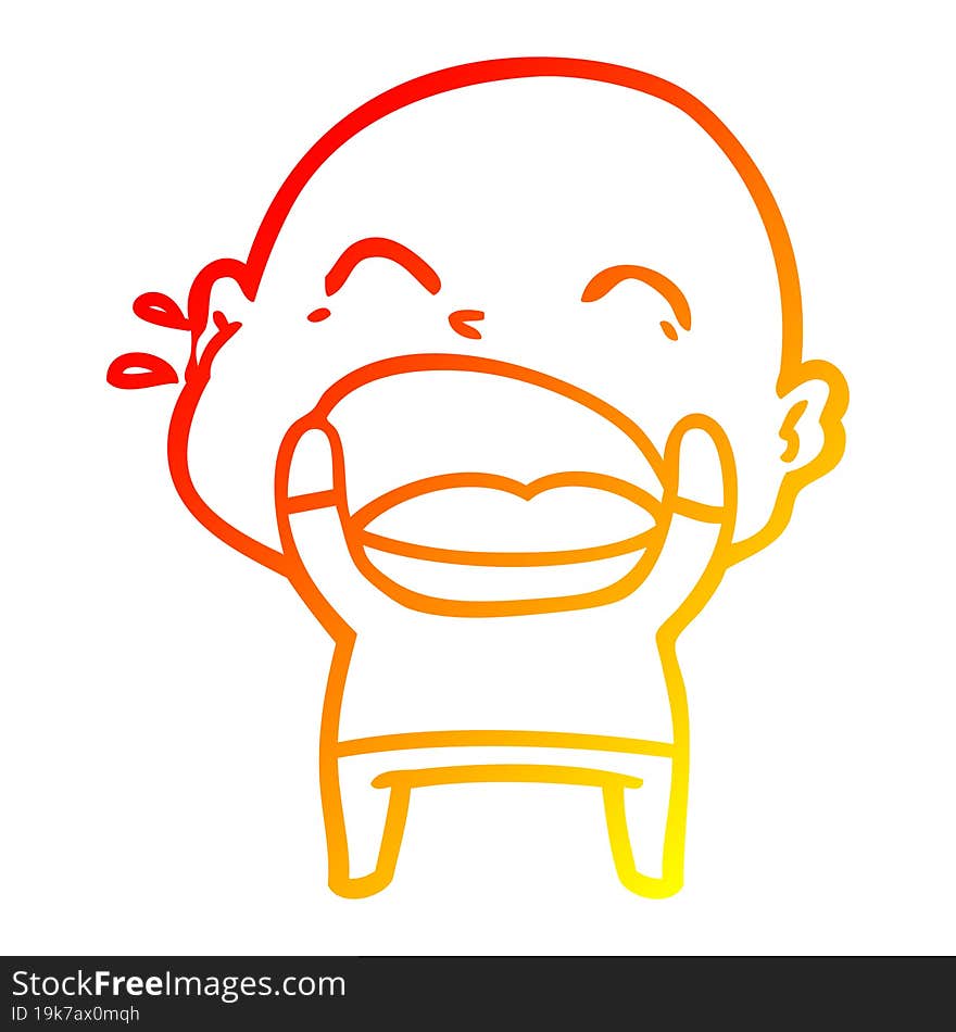 warm gradient line drawing cartoon shouting bald man