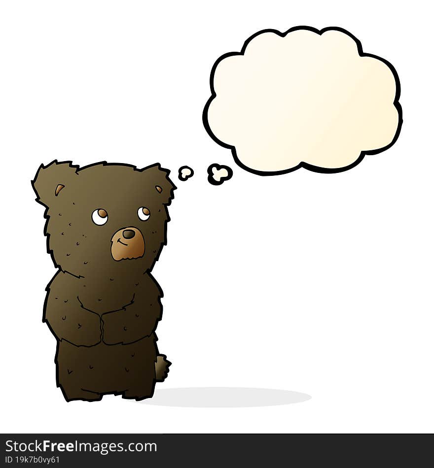 cartoon black bear cub with thought bubble