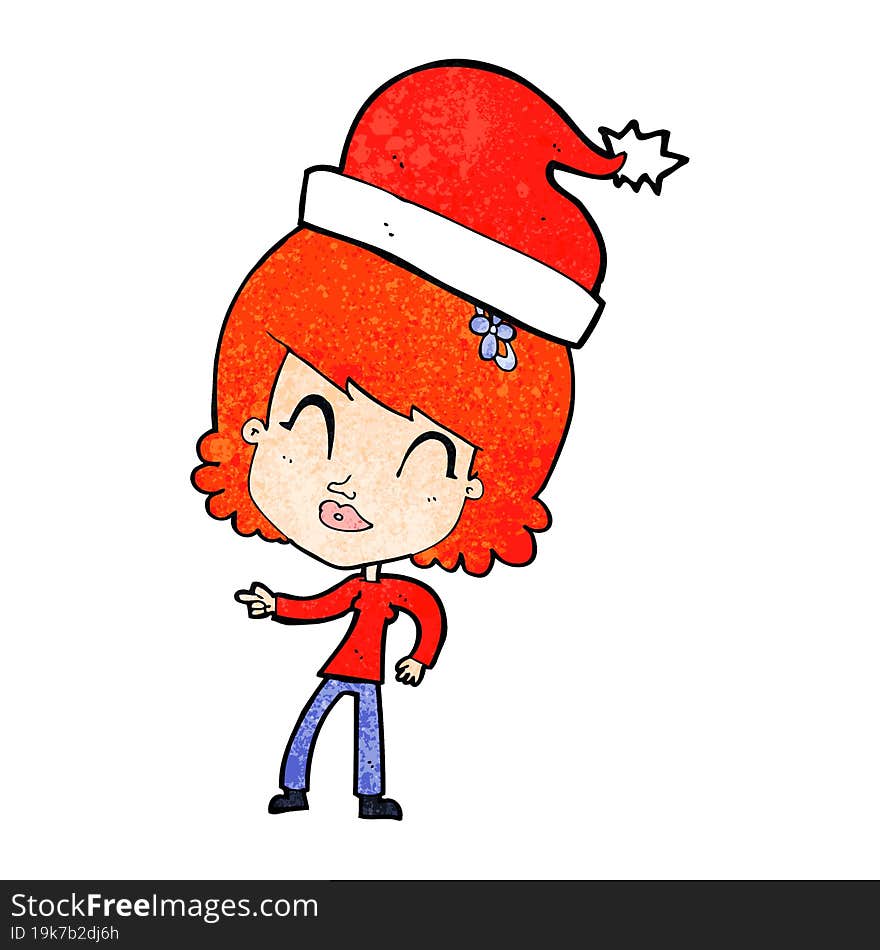 cartoon woman ready for christmas