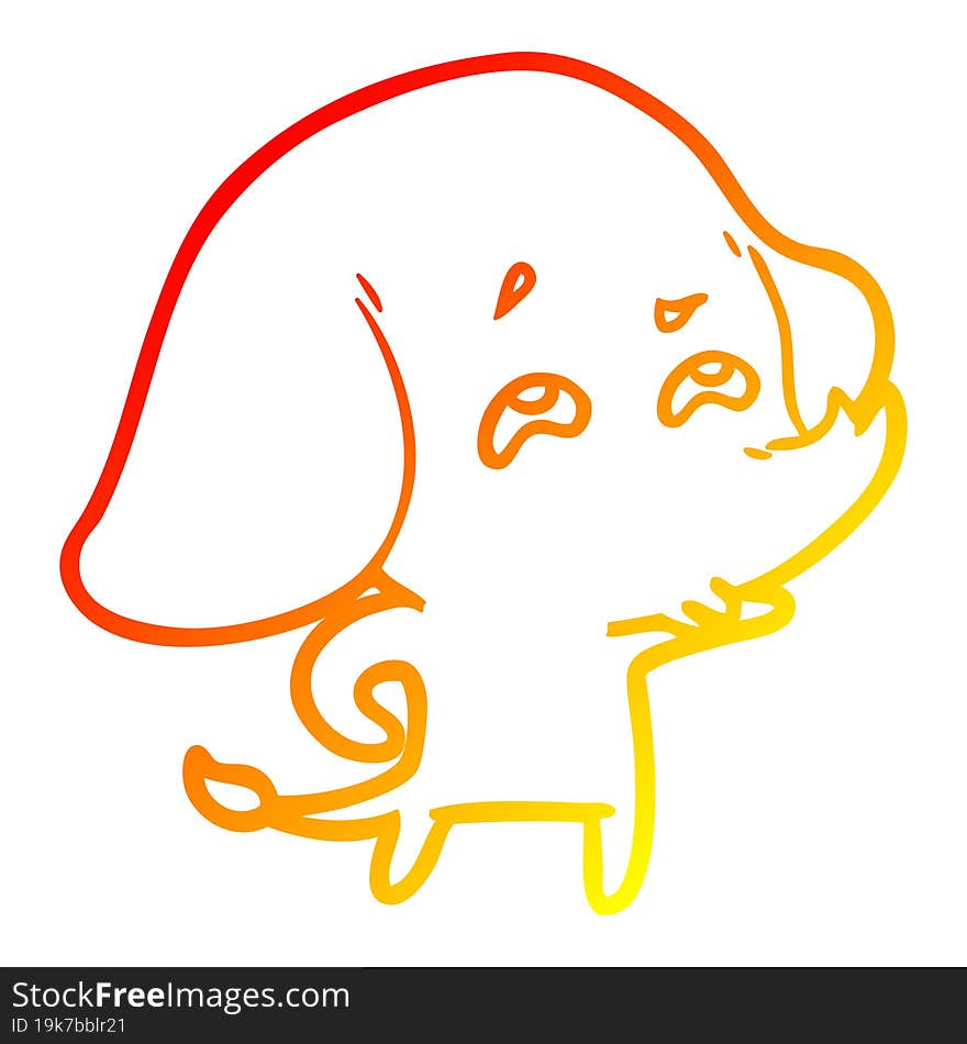 warm gradient line drawing cartoon elephant remembering