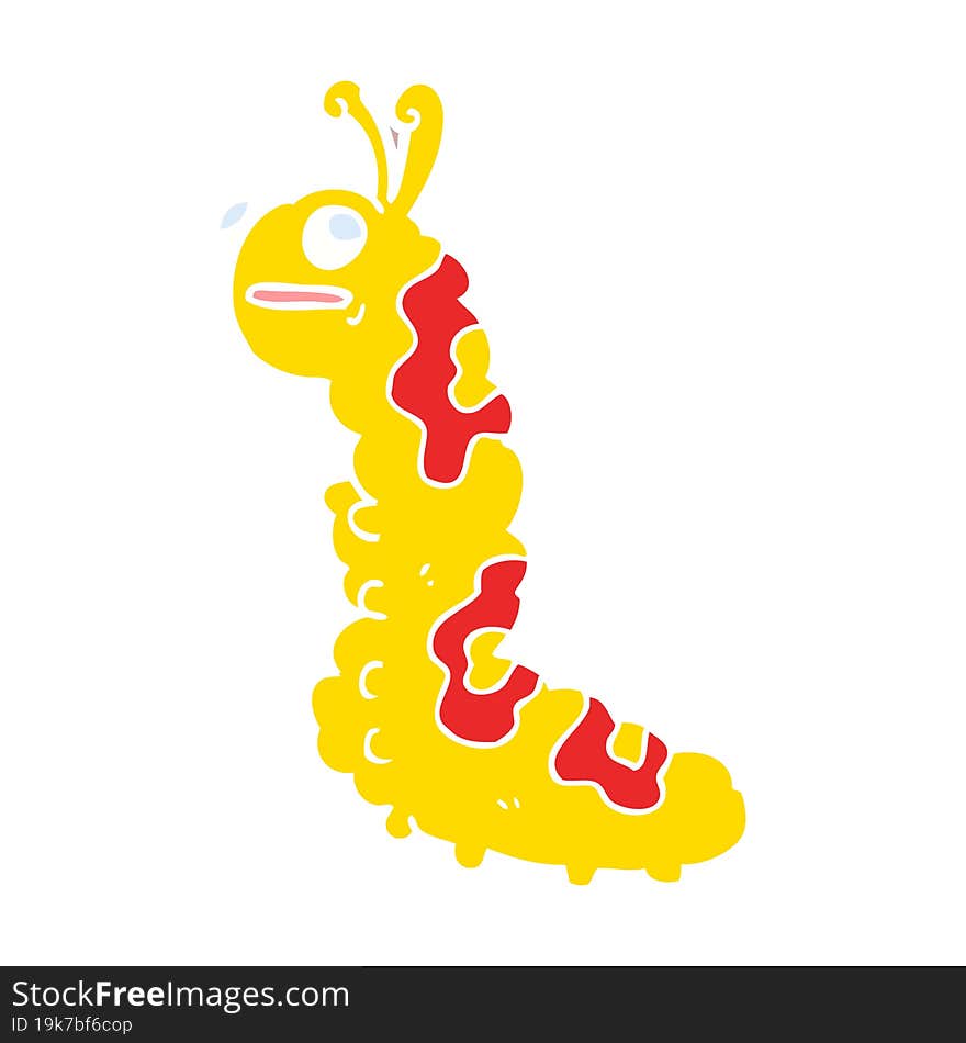 funny flat color style cartoon caterpillar