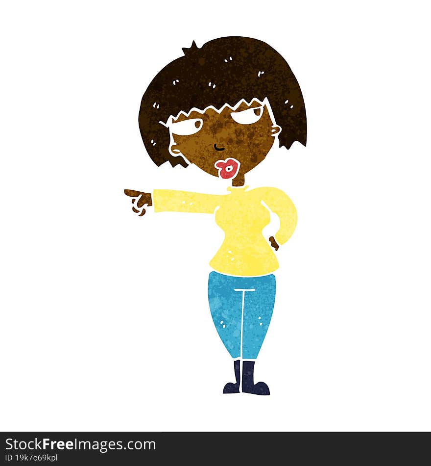 cartoon annoyed woman pointing