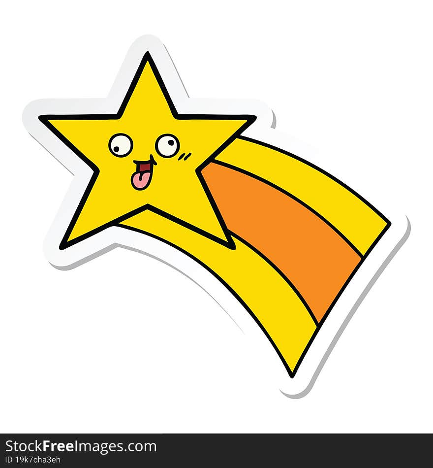 sticker of a cute cartoon shooting rainbow star