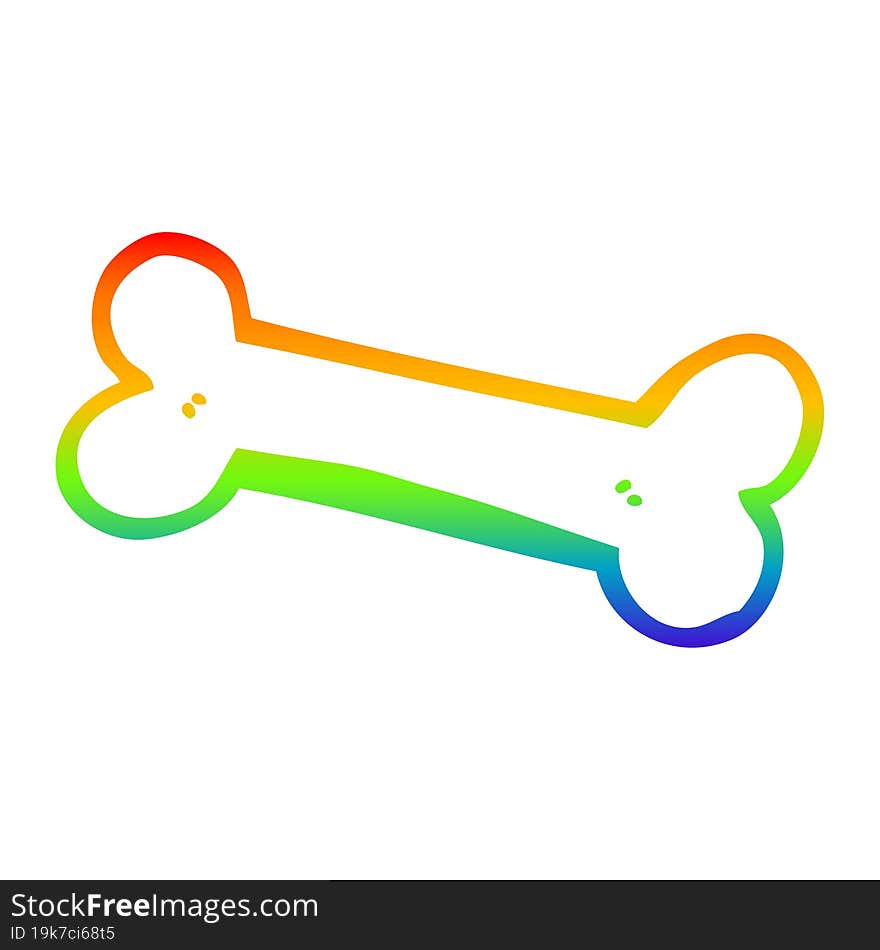 Rainbow Gradient Line Drawing Cartoon Bone