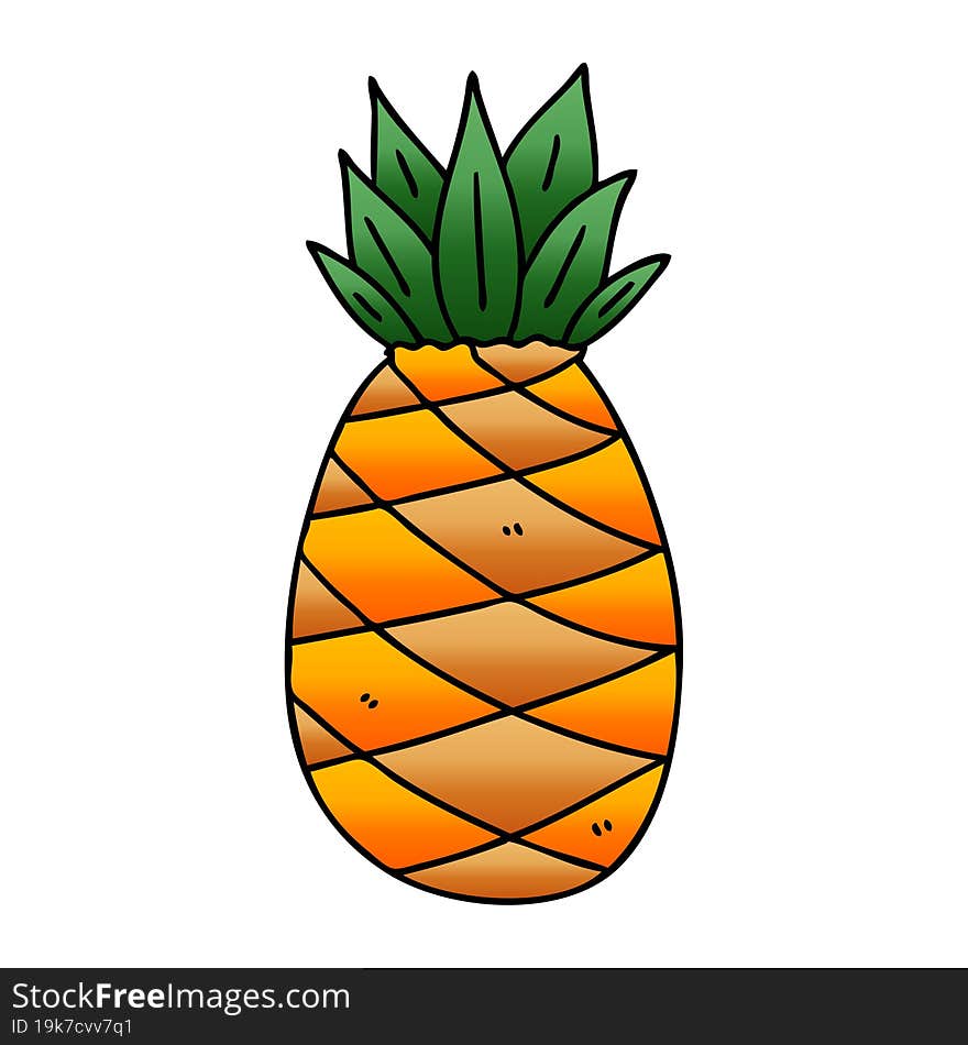 quirky gradient shaded cartoon pineapple