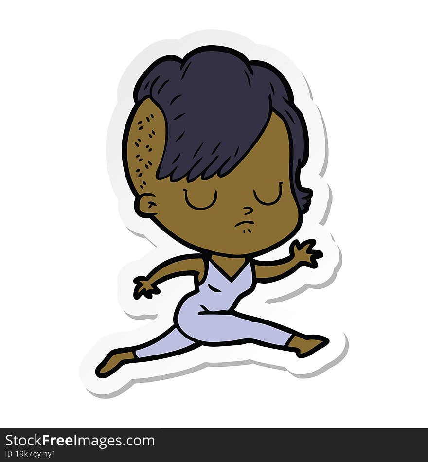 sticker of a cartoon woman