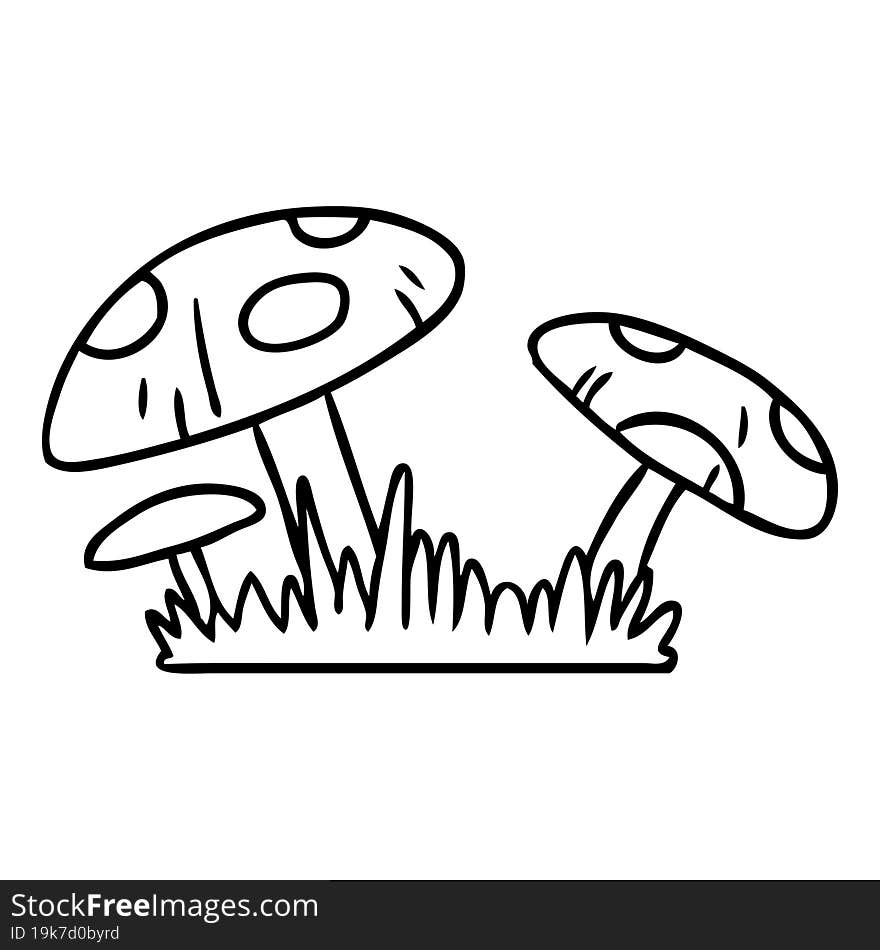 Line Drawing Doodle Of A Toad Stool