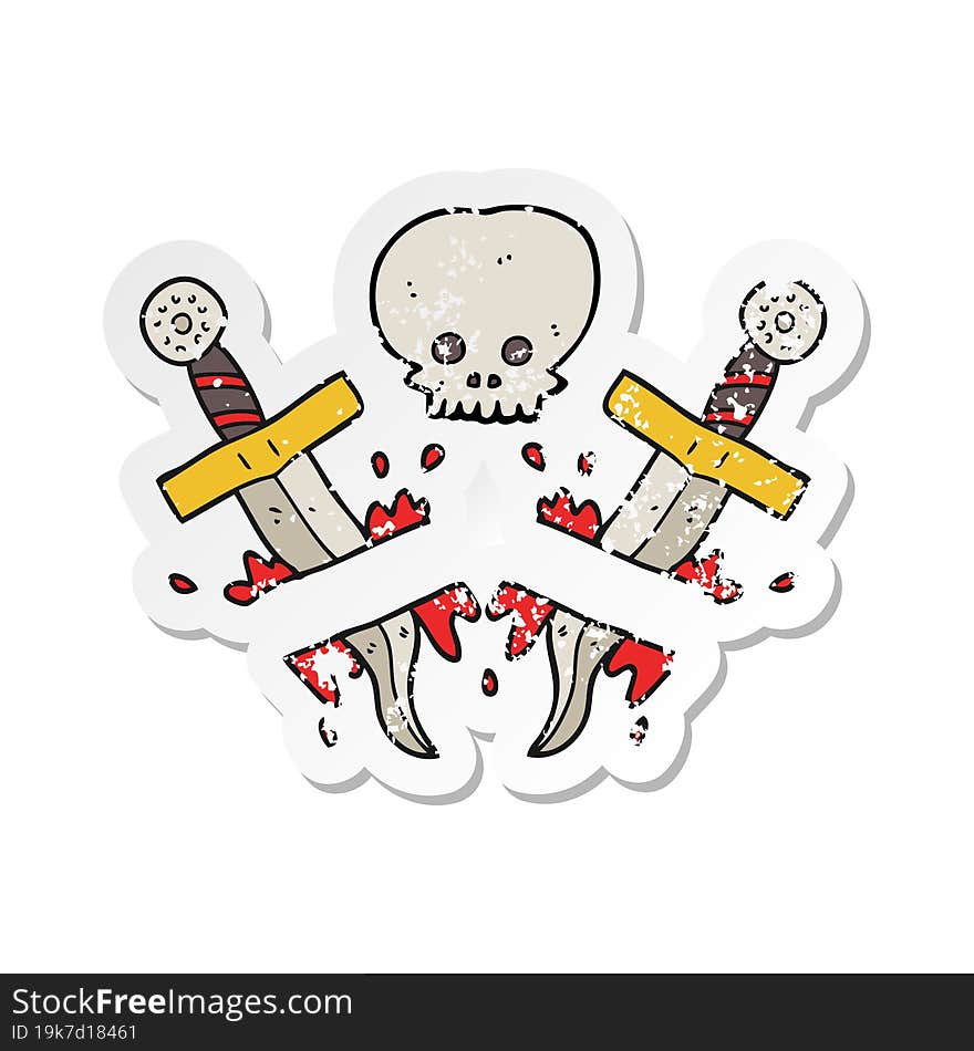 retro distressed sticker of a cartoon dagger tattoo