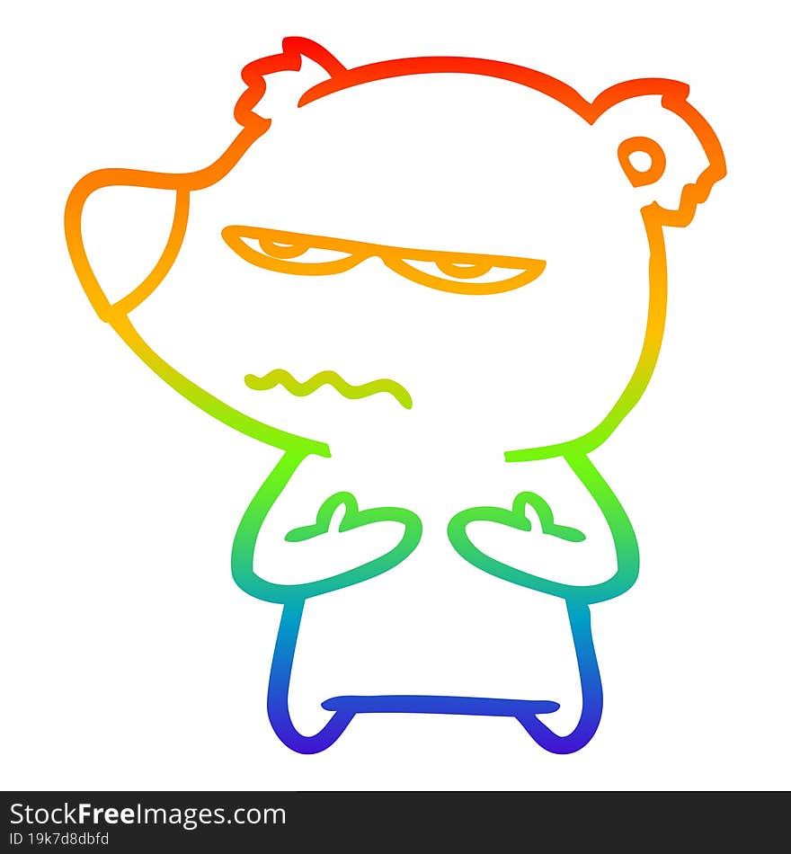 rainbow gradient line drawing annoyed bear cartoon