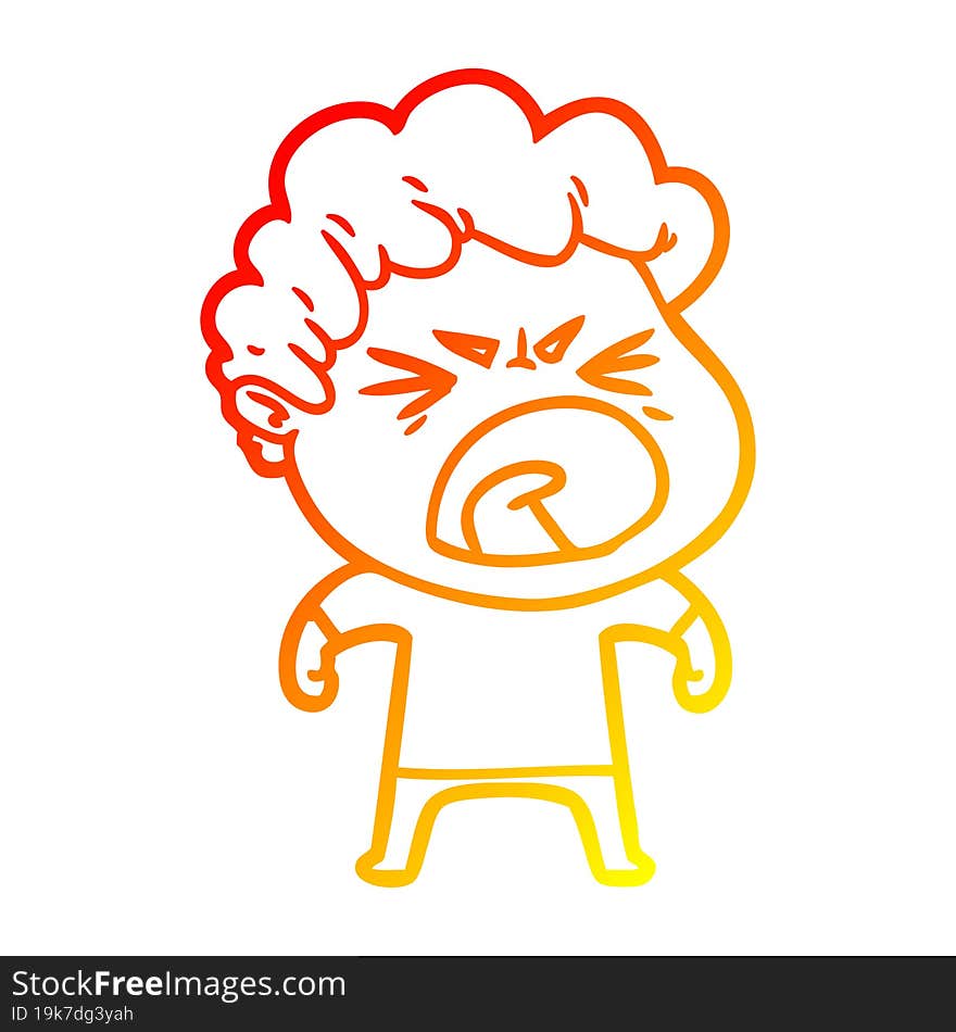 warm gradient line drawing cartoon furious man