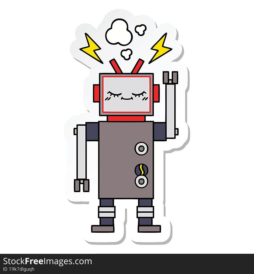 sticker of a cute cartoon dancing robot