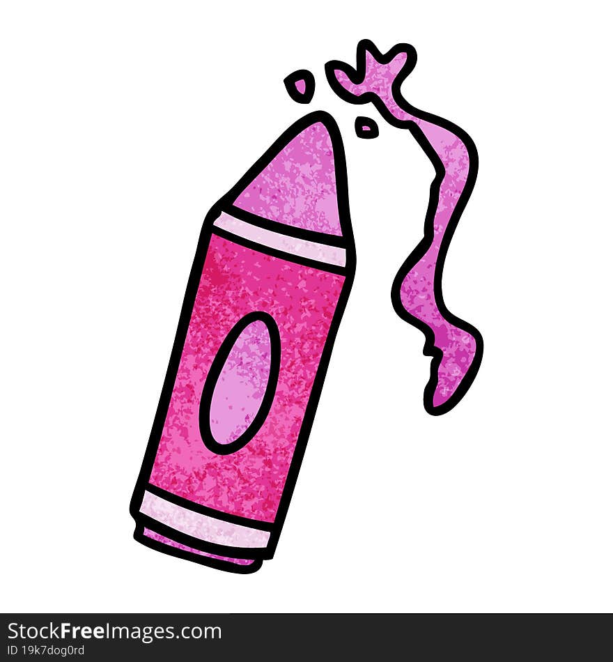 hand drawn textured cartoon doodle of a pink crayon