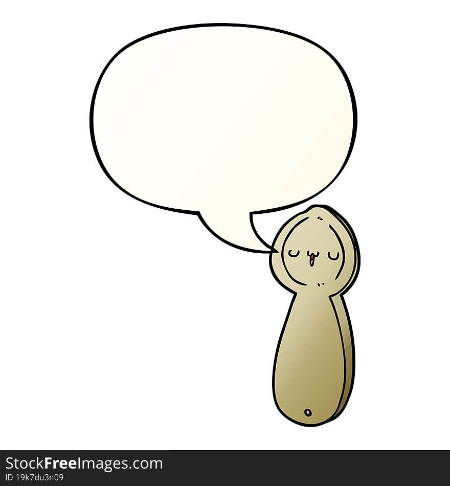 cartoon spoon and speech bubble in smooth gradient style