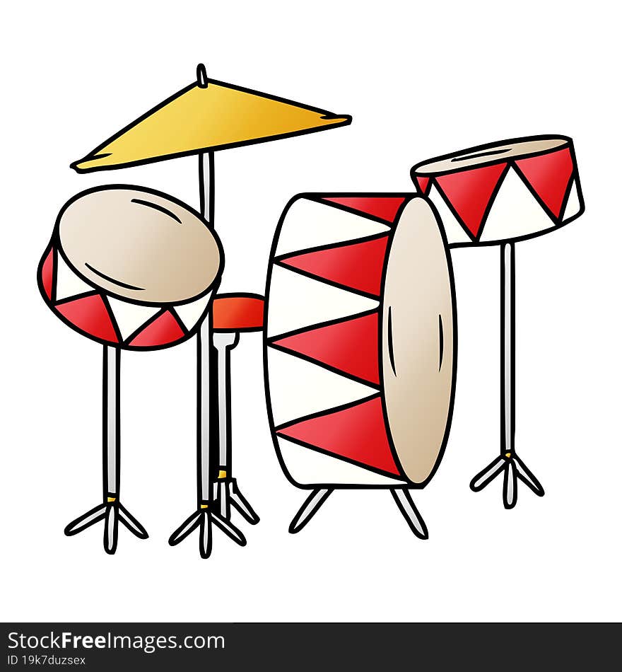 gradient cartoon doodle of a drum kit