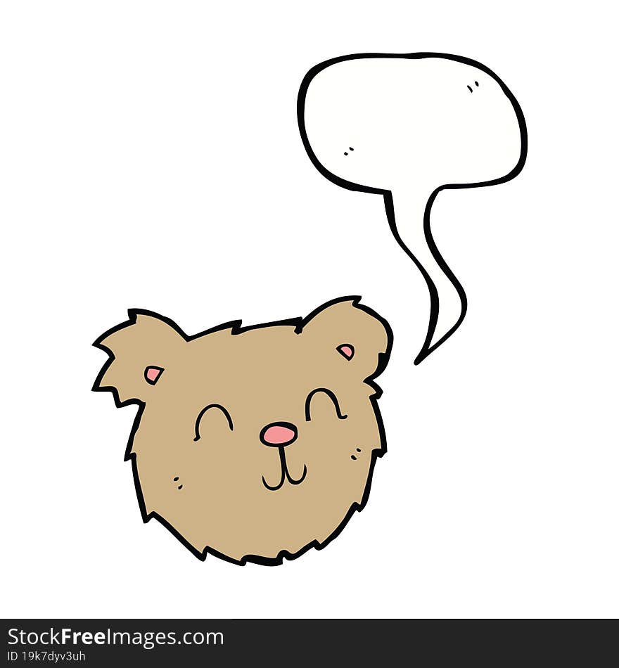 cartoon happy teddy bear face with speech bubble