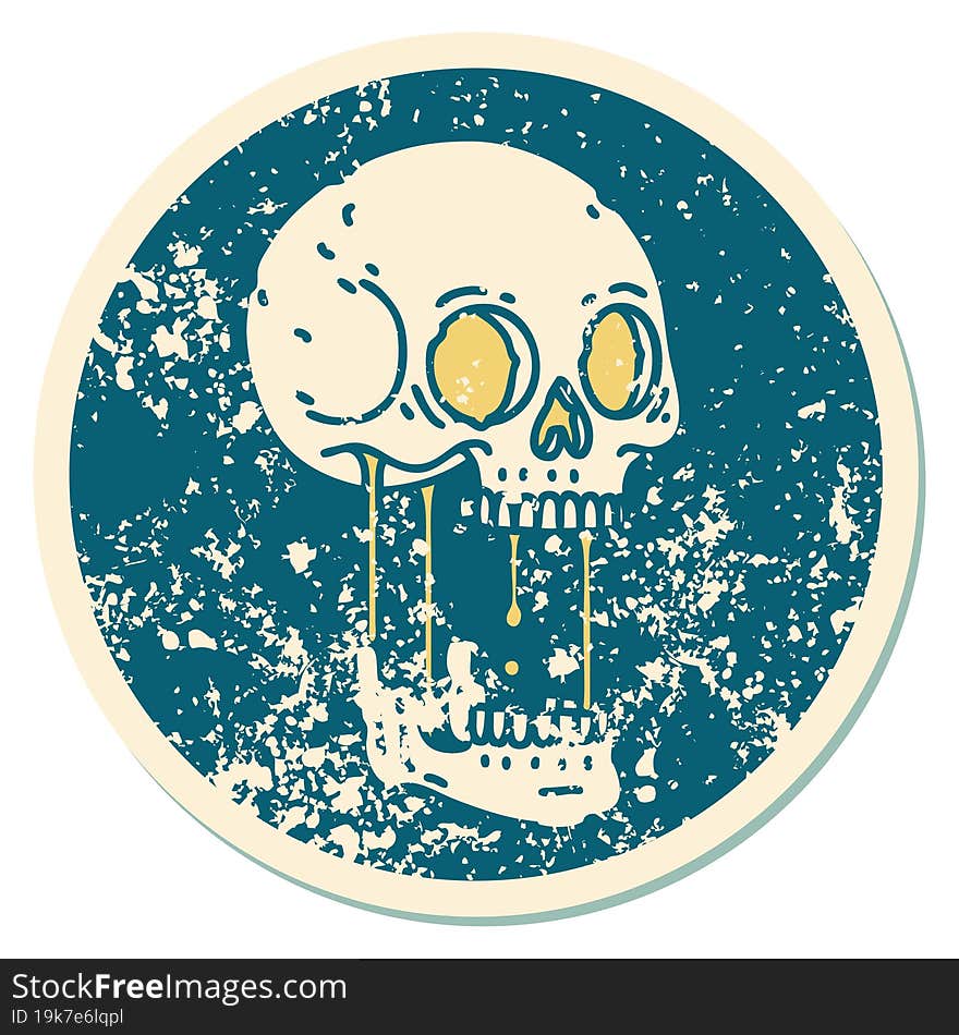 distressed sticker tattoo style icon of a skull