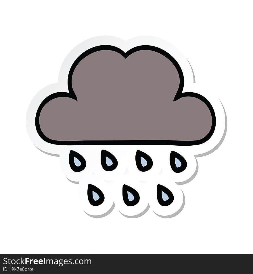 Sticker Of A Cute Cartoon Storm Rain Cloud