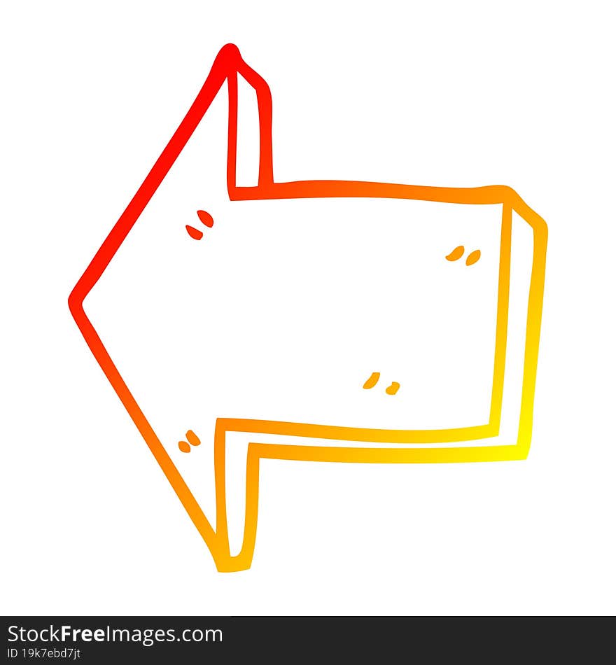 warm gradient line drawing cartoon directing arrow