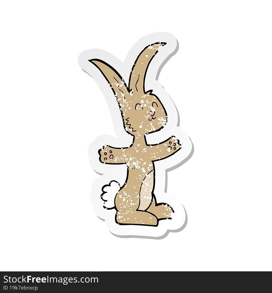 retro distressed sticker of a cartoon rabbit