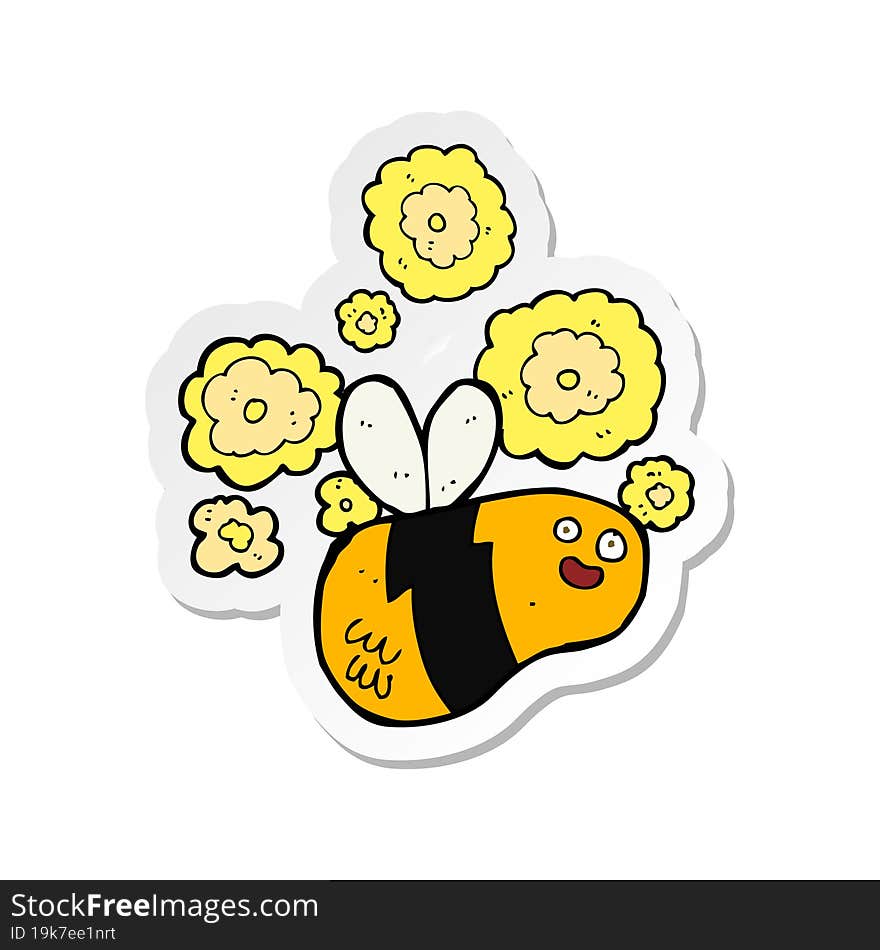 sticker of a cartoon bee