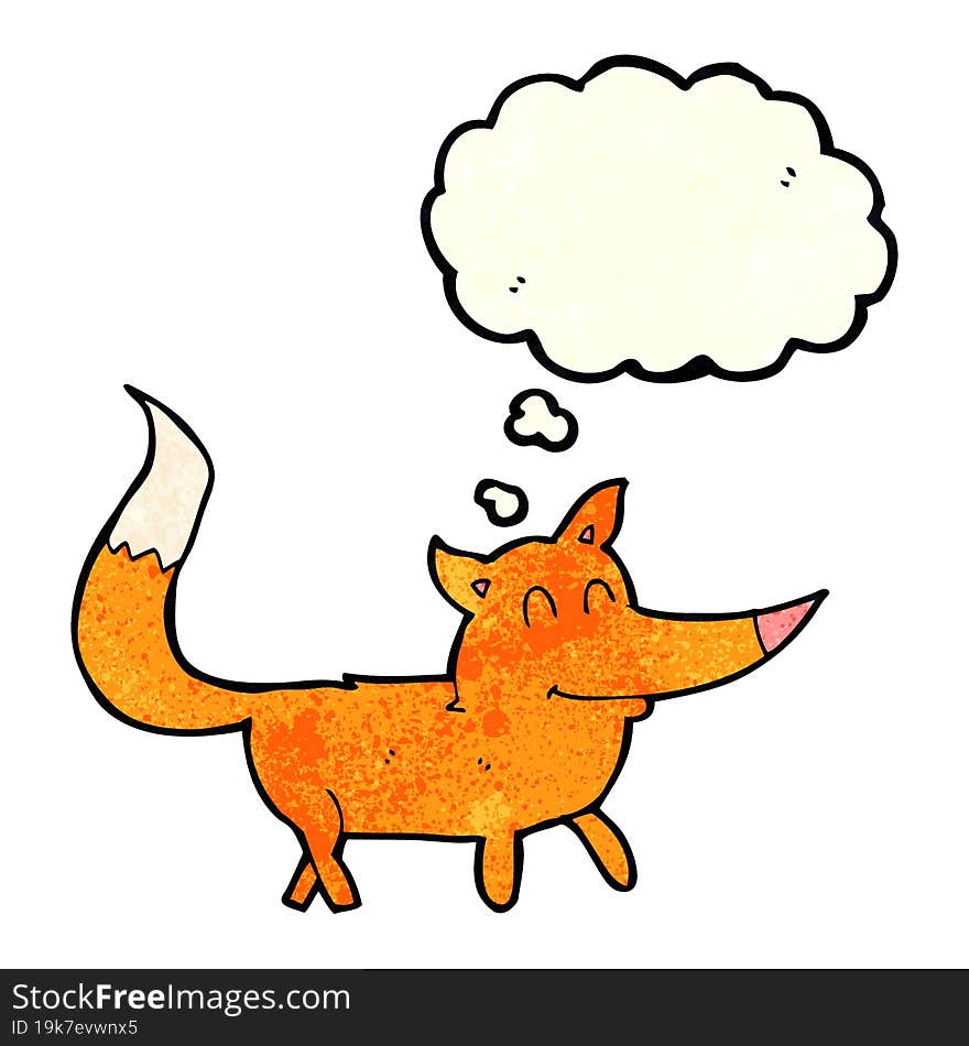 cartoon little fox with thought bubble