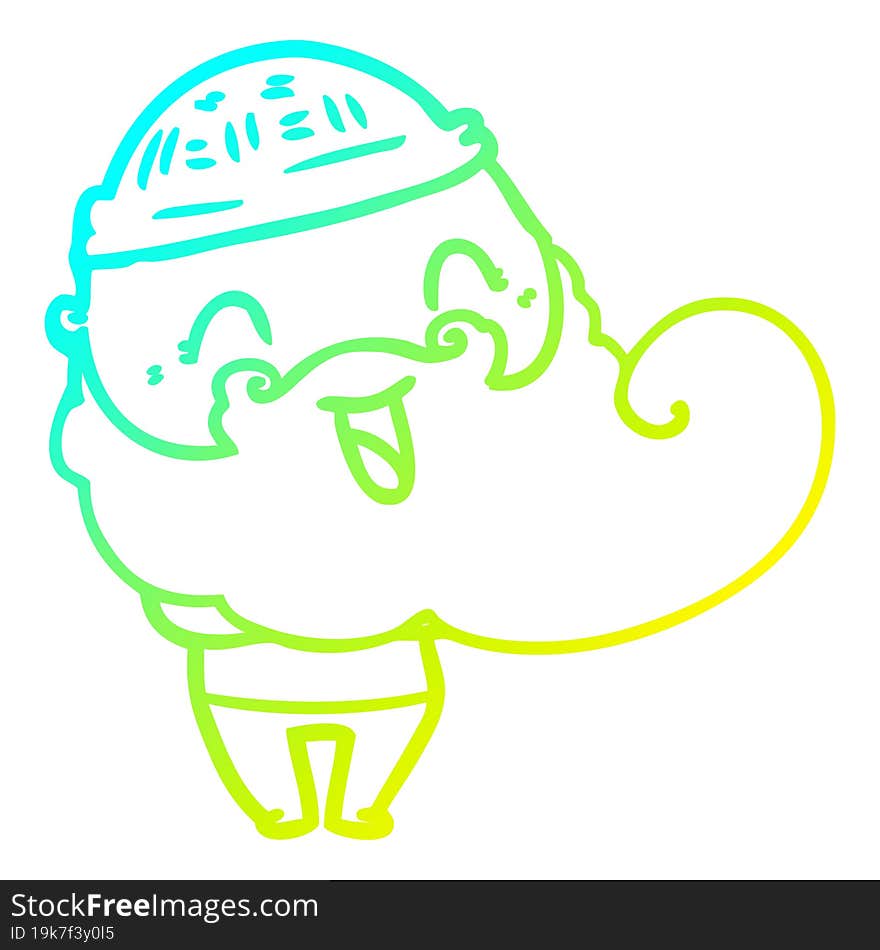 cold gradient line drawing happy man with beard and winter hat