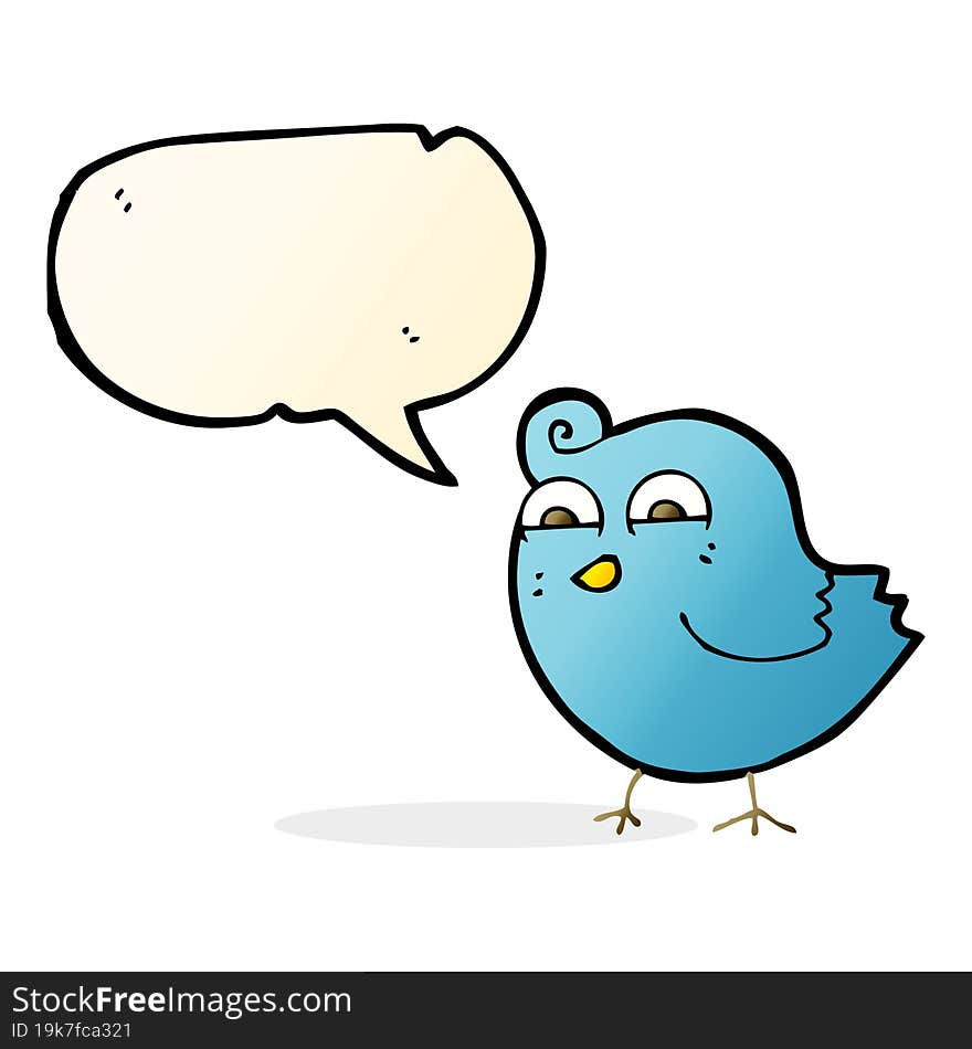 Cartoon Funny Bird With Speech Bubble