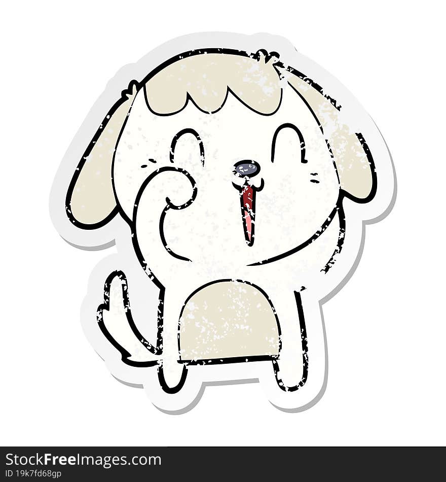 Distressed Sticker Of A Cute Cartoon Dog