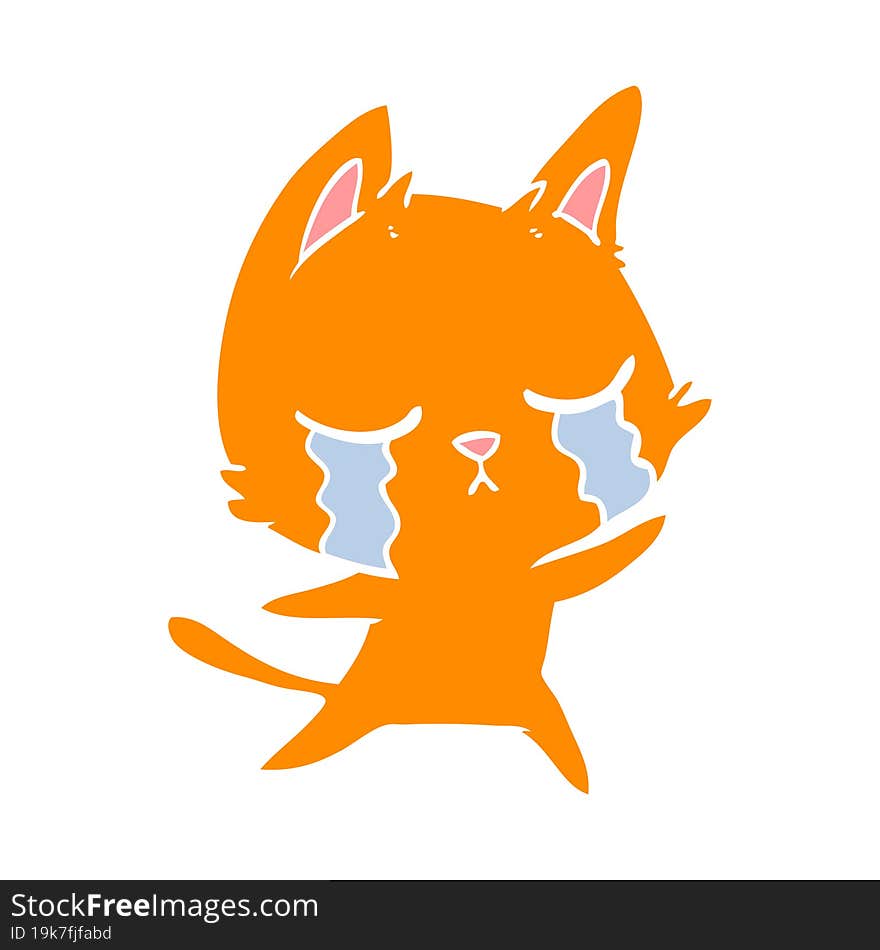 crying flat color style cartoon cat