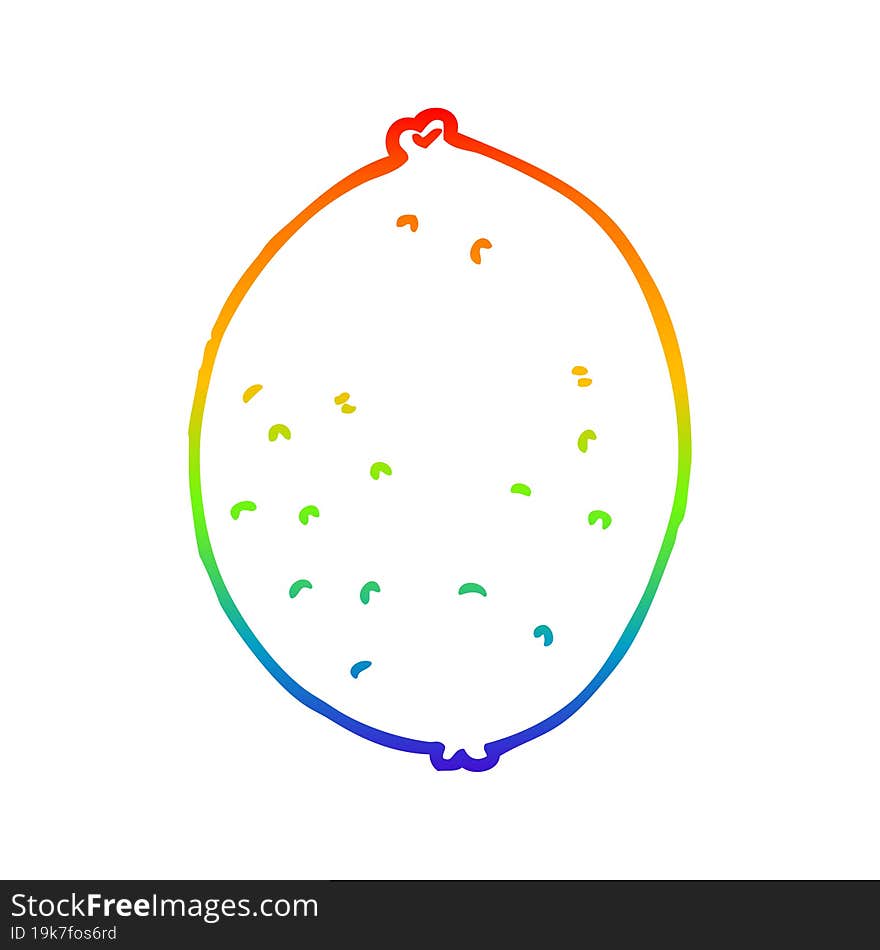 rainbow gradient line drawing cartoon lemon