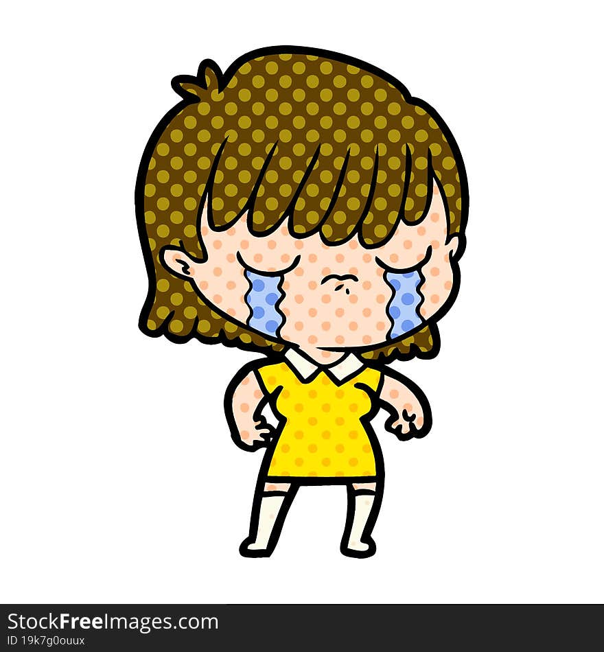 cartoon woman crying. cartoon woman crying