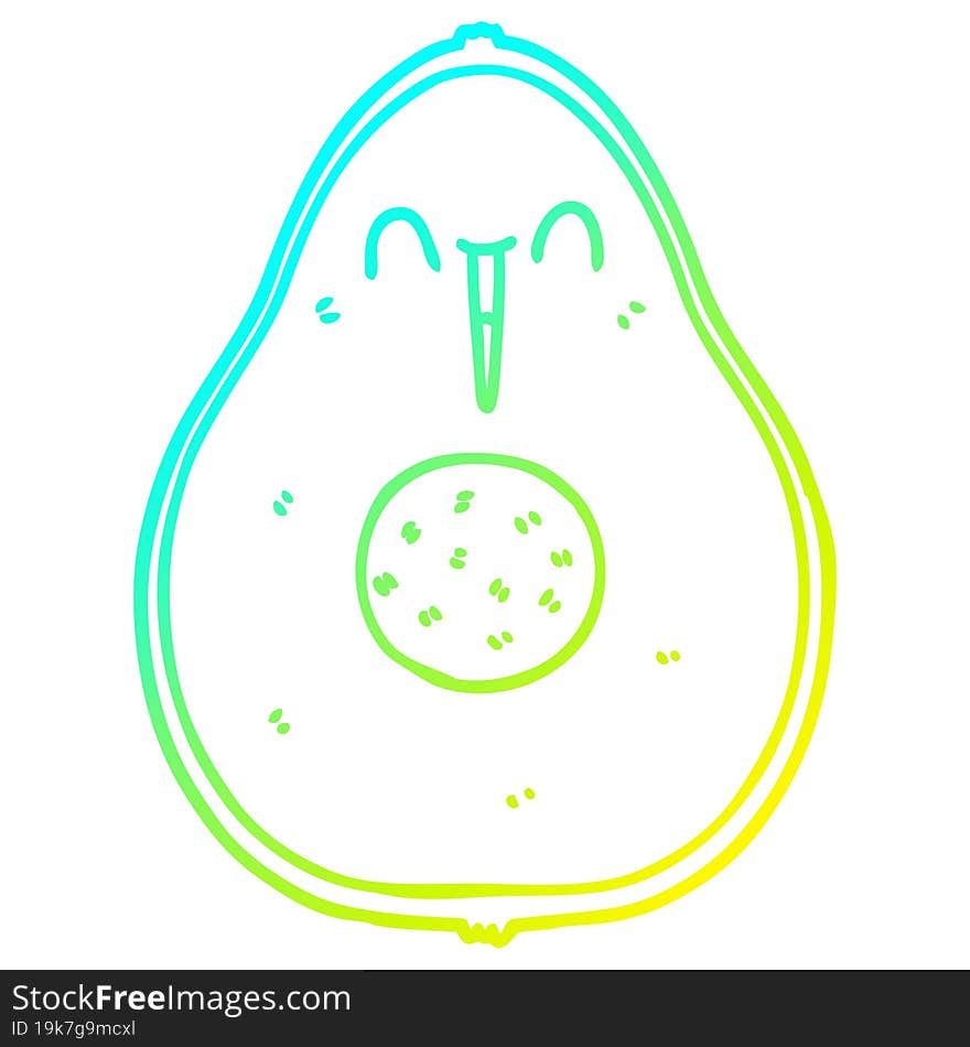 cold gradient line drawing cartoon happy avocado