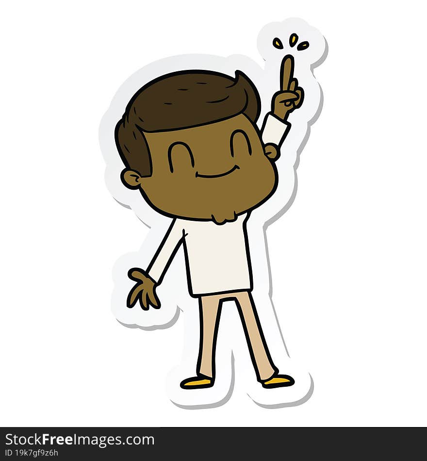 Sticker Of A Cartoon Friendly Man