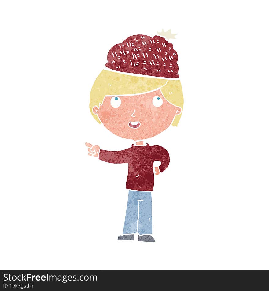 cartoon man wearing winter hat