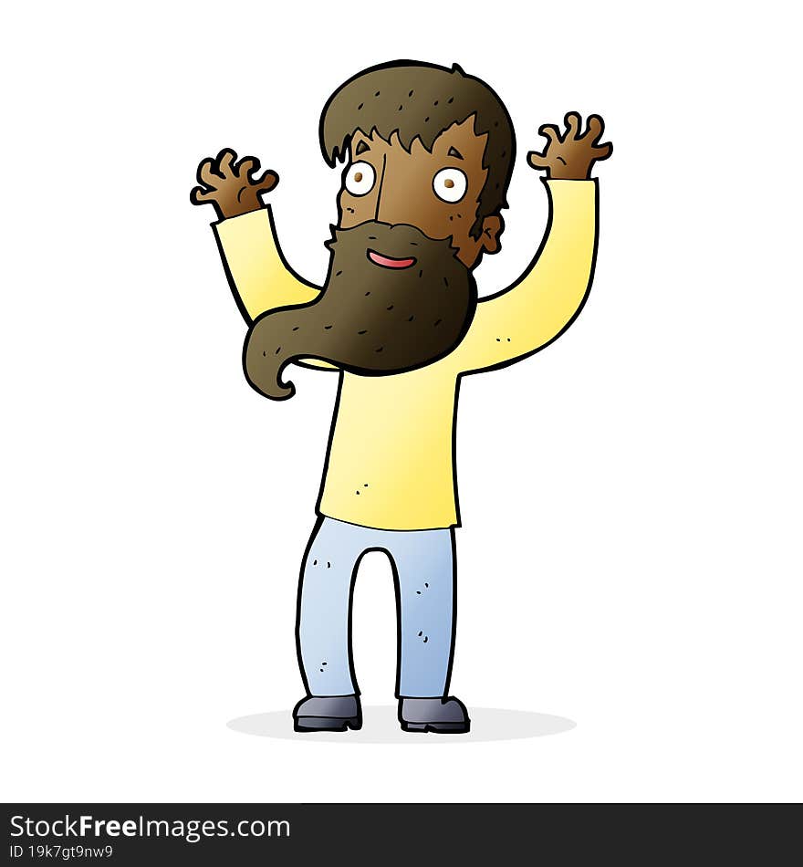 cartoon excited man with beard