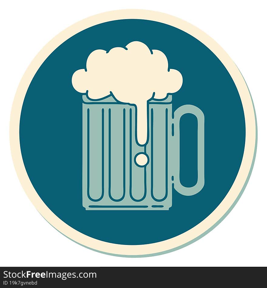 Tattoo Style Sticker Of A Beer Tankard