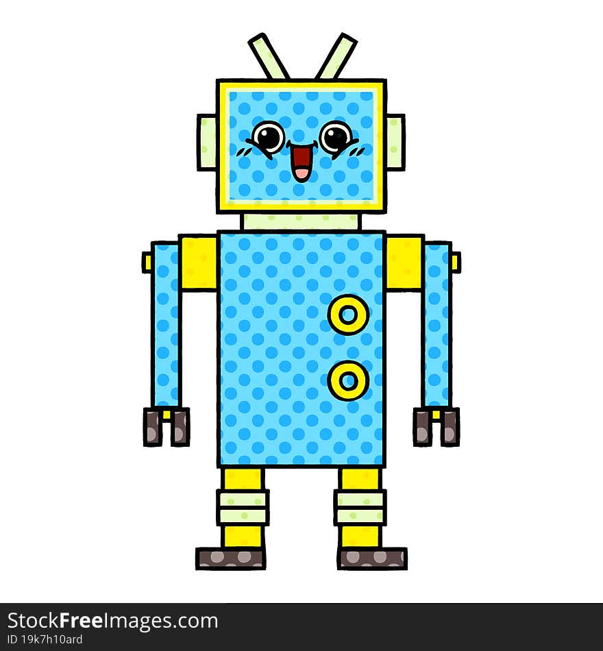 Comic Book Style Cartoon Robot